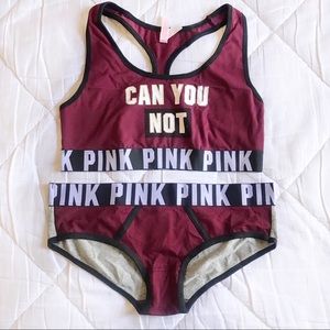 Vs Pink Logo Sports Bra & Panty Set